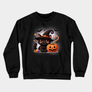 halloween black cat Crewneck Sweatshirt